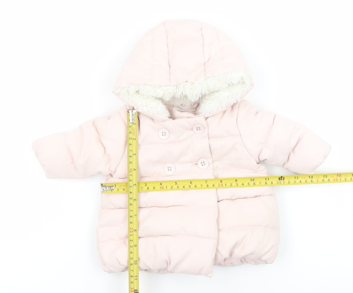 Next Pink Puffer Coat Hooded Winter Baby Jacket 0-3 Months