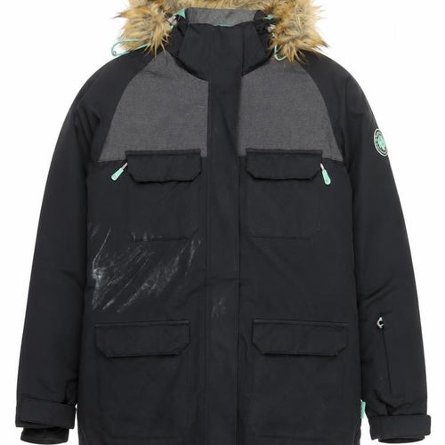 Surfanic Women’s Black L Ski Jacket Hooded Fur Trim Waterproof Winter Coat