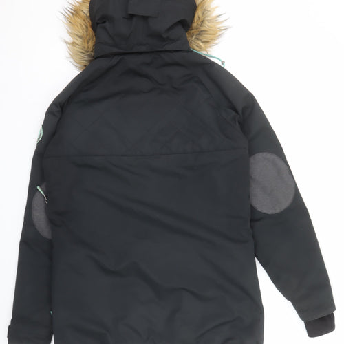 Surfanic Women’s Black L Ski Jacket Hooded Fur Trim Waterproof Winter Coat