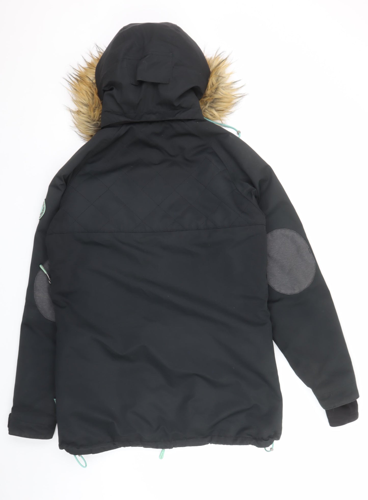 Surfanic Women’s Black L Ski Jacket Hooded Fur Trim Waterproof Winter Coat