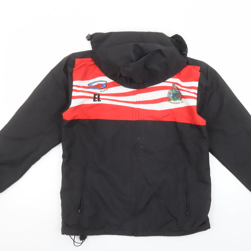 S Kits Boys Black Red Altrincham F.C. Hooded Puffer Jacket M