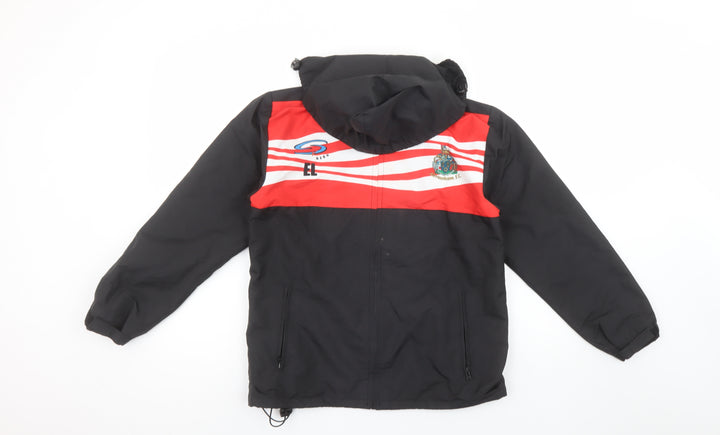 S Kits Boys Black Red Altrincham F.C. Hooded Puffer Jacket M
