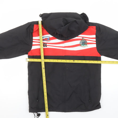 S Kits Boys Black Red Altrincham F.C. Hooded Puffer Jacket M