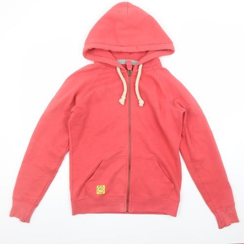 Joules Womens Coral Pink Full Zip Hoodie Size 10 Cotton Blend