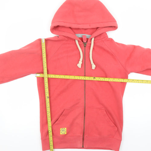 Joules Womens Coral Pink Full Zip Hoodie Size 10 Cotton Blend