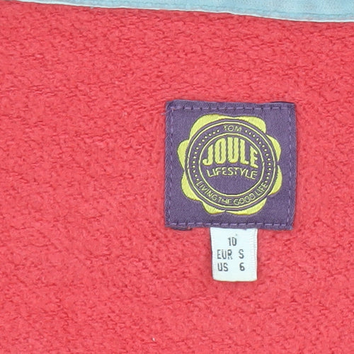 Joules Womens Coral Pink Full Zip Hoodie Size 10 Cotton Blend