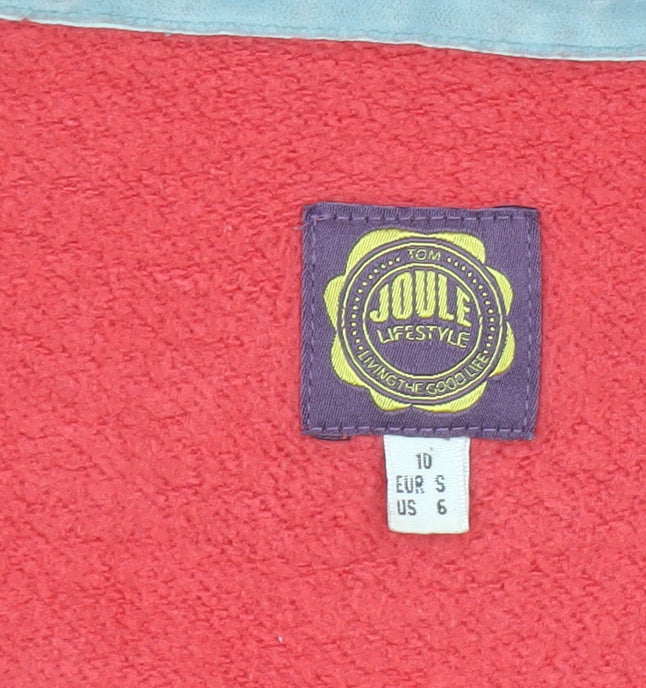 Joules Womens Coral Pink Full Zip Hoodie Size 10 Cotton Blend