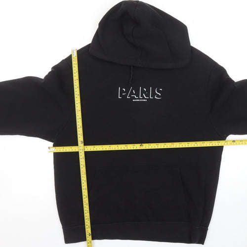 River Island Men’s Black Paris Logo Pullover Hoodie Size M