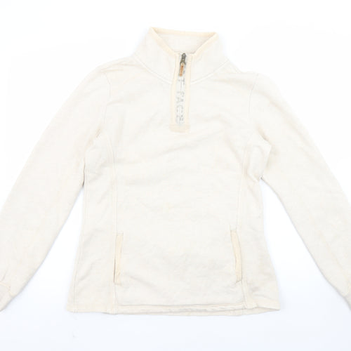 Fat Face Women Beige 1/4 Zip Fleece Sweatshirt Size 8
