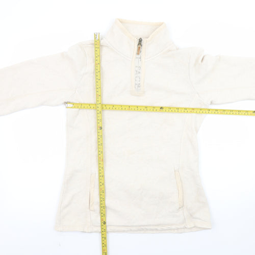 Fat Face Women Beige 1/4 Zip Fleece Sweatshirt Size 8