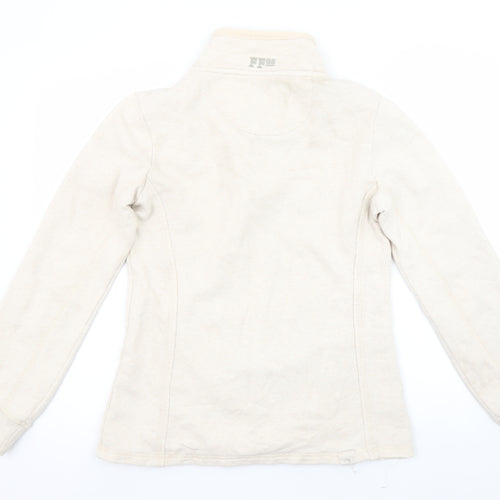 Fat Face Women Beige 1/4 Zip Fleece Sweatshirt Size 8