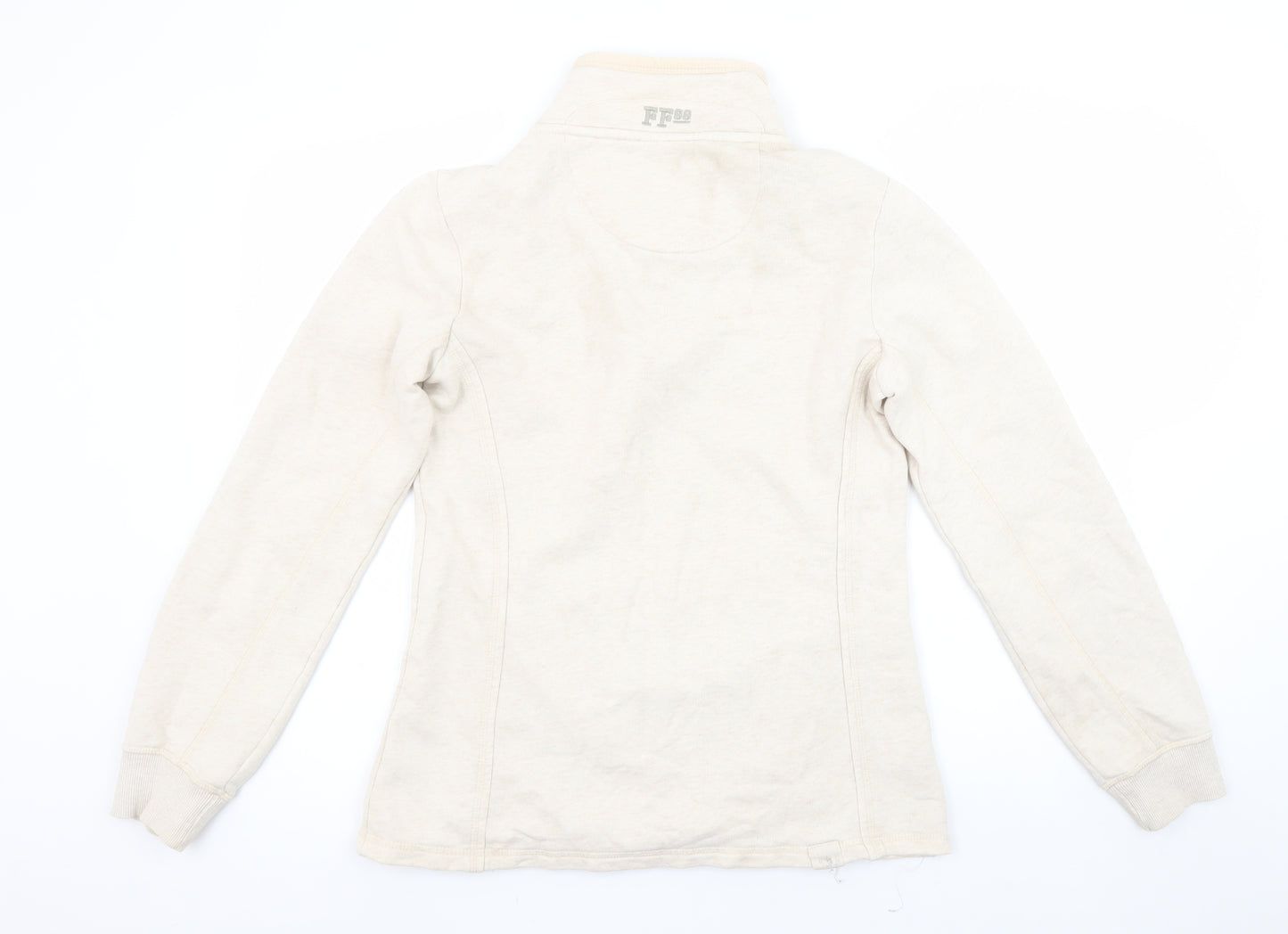 Fat Face Women Beige 1/4 Zip Fleece Sweatshirt Size 8