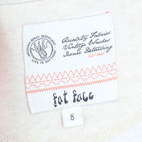 Fat Face Women Beige 1/4 Zip Fleece Sweatshirt Size 8
