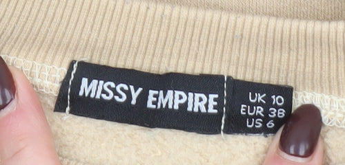Missy Empire Womens Beige Crew Neck Pullover Sweatshirt UK 10