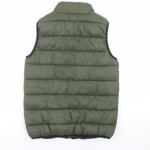 Tu Boys Green Puffer Sleeveless Jacket 11-12 Years Lined Zip Outerwear