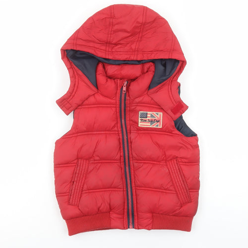 Tape à l'œil Boys Red Hooded Puffer Gilet Jacket 3 Years Polyester