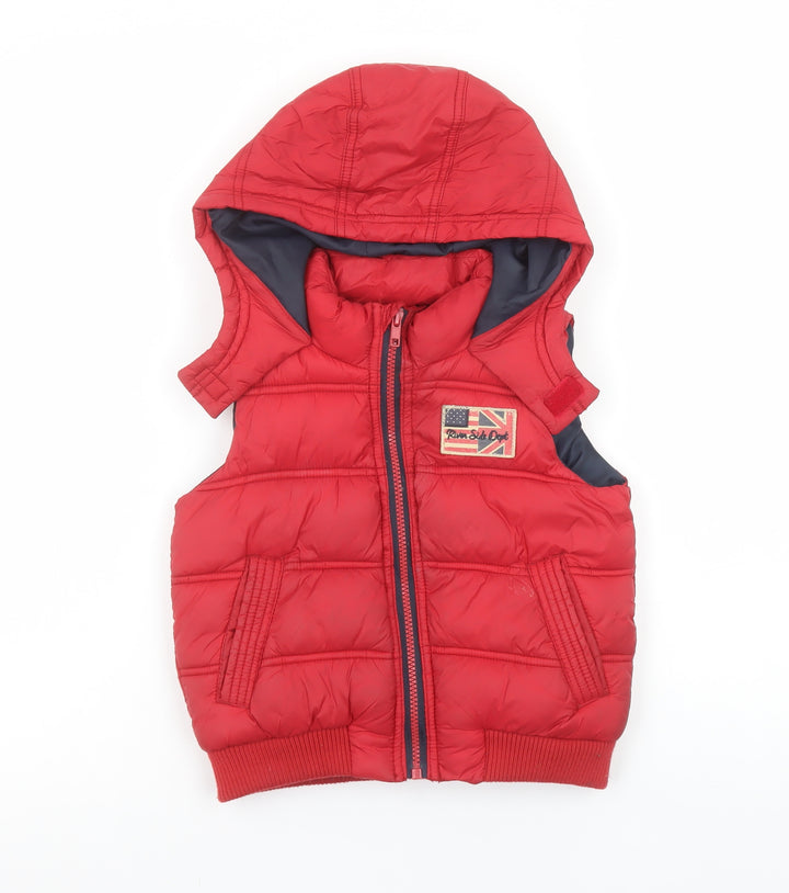 Tape à l'œil Boys Red Hooded Puffer Gilet Jacket 3 Years Polyester