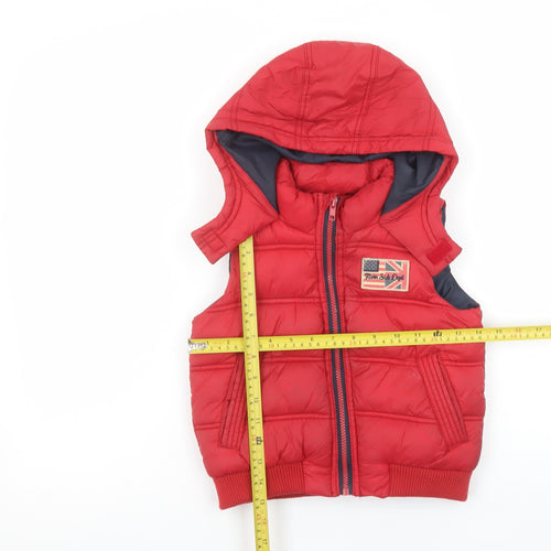 Tape à l'œil Boys Red Hooded Puffer Gilet Jacket 3 Years Polyester