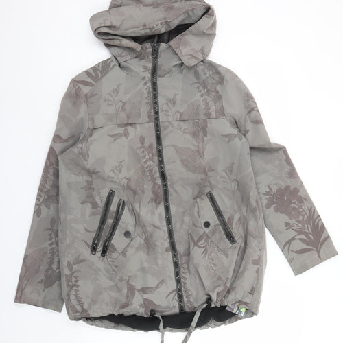Next Women’s Grey Floral Hooded Anorak Jacket Size 8