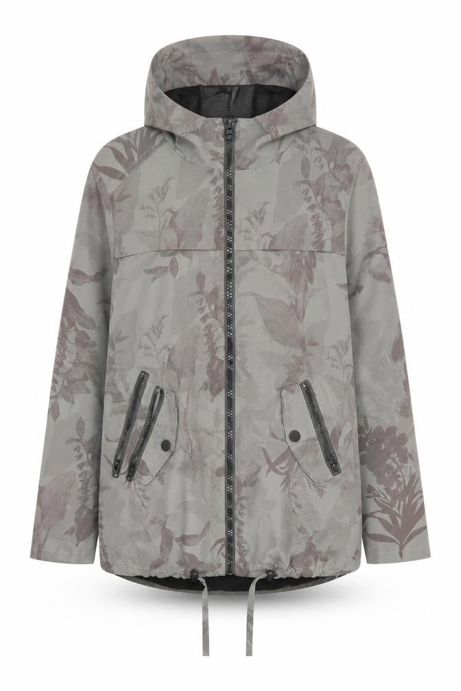 Front view of Next Women’s Grey Floral Hooded Anorak Jacket, size UK 8