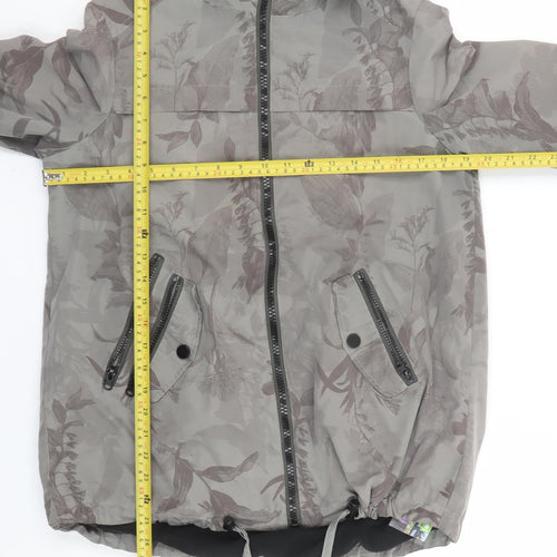 Next Women’s Grey Floral Hooded Anorak Jacket Size 8