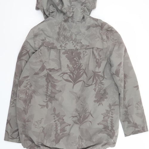 Next Women’s Grey Floral Hooded Anorak Jacket Size 8