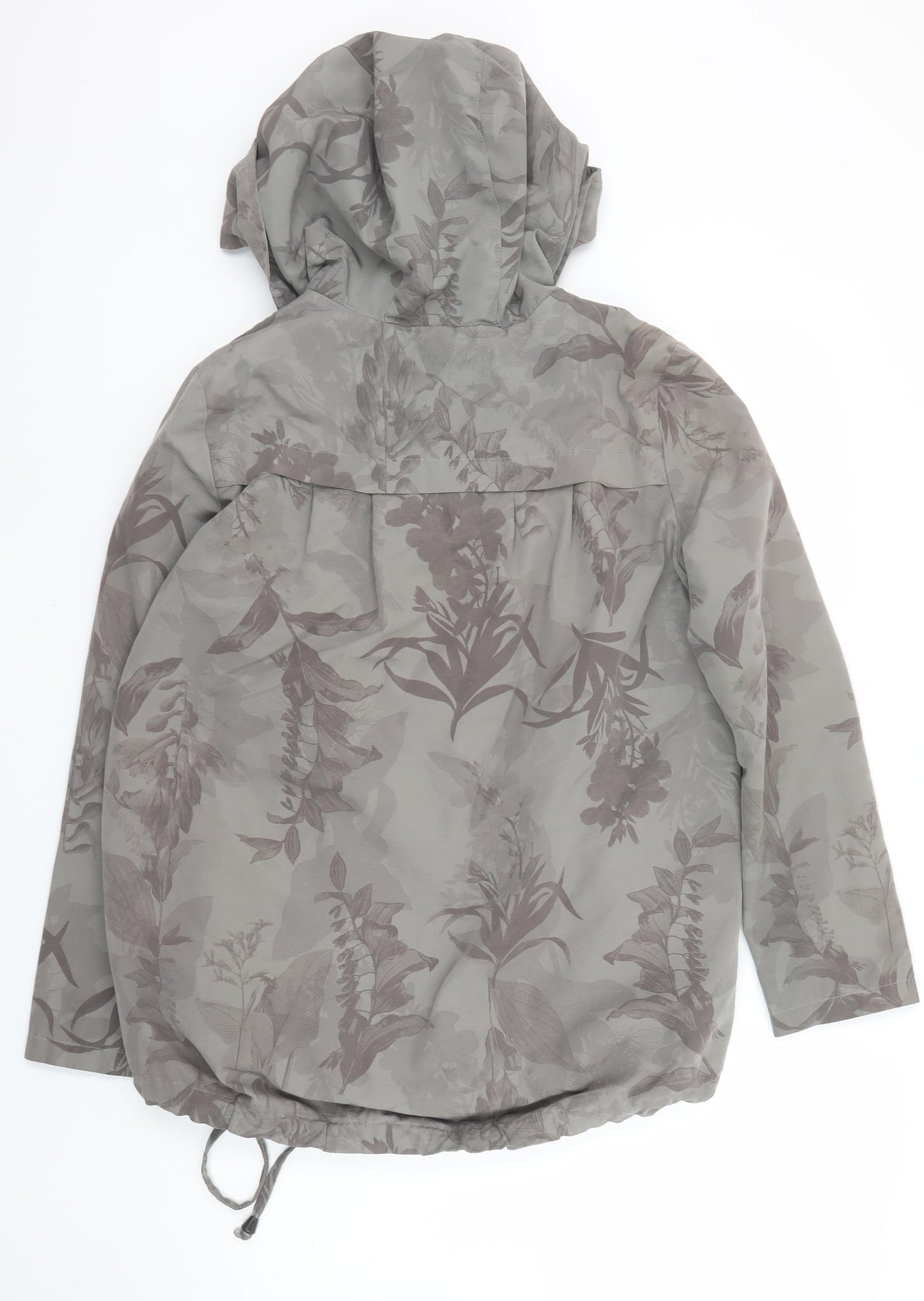 Next Women’s Grey Floral Hooded Anorak Jacket Size 8
