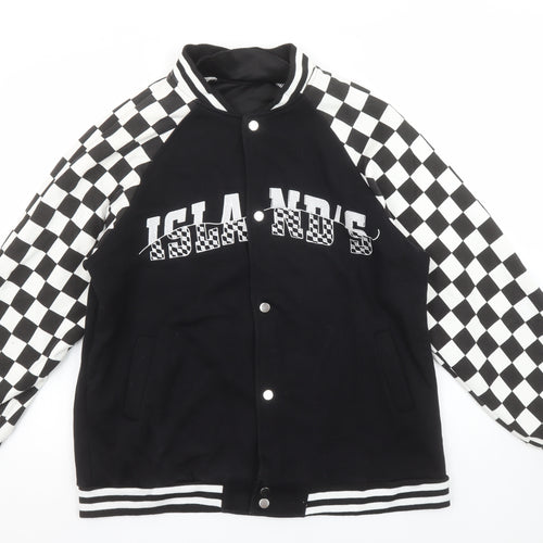 BAOERCHEN Men's Black Check College Style Sweatshirt M