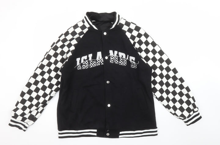 BAOERCHEN Men's Black Check College Style Sweatshirt M