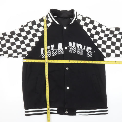 BAOERCHEN Men's Black Check College Style Sweatshirt M