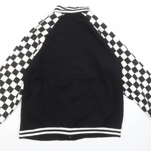 BAOERCHEN Men's Black Check College Style Sweatshirt M
