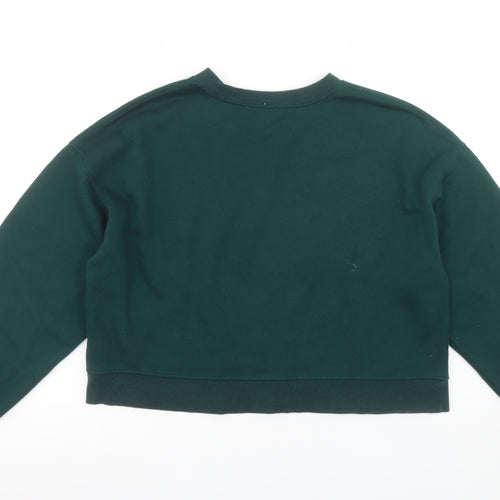 Zara Women Green Crew Neck Pullover Sweatshirt Size M