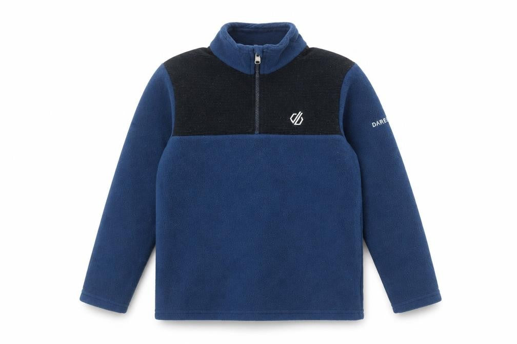 Front view of Dare 2b boys’ blue 7-8 years fleece half zip pullover sweatshirt