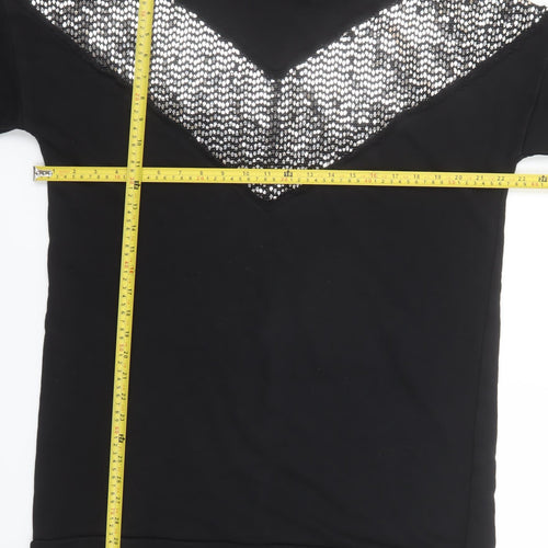 Touché Women Black Sequin Hooded Pullover Sweatshirt Size L
