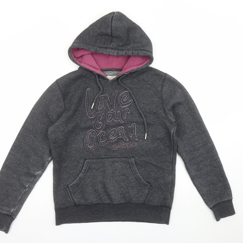 Saltrock Womens Grey Hoodie Size 8 Love Your Ocean Pullover Sweatshirt