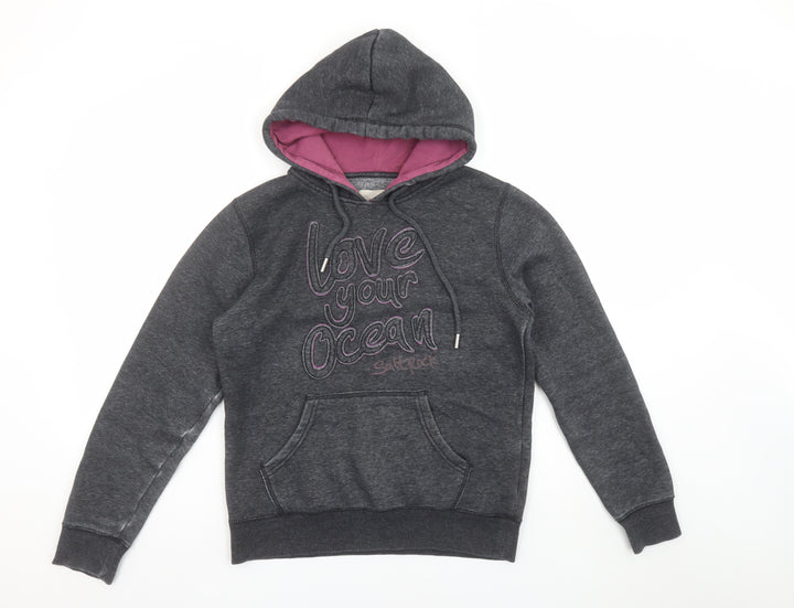 Saltrock Womens Grey Hoodie Size 8 Love Your Ocean Pullover Sweatshirt