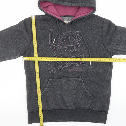 Saltrock Womens Grey Hoodie Size 8 Love Your Ocean Pullover Sweatshirt