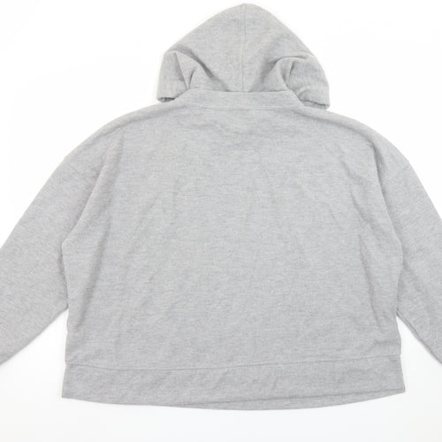 Next Women Grey Pullover Hoodie L Polyester Cotton Blend