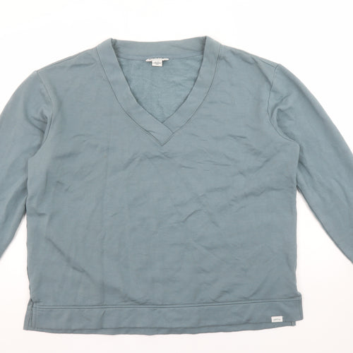 Orvis Women Blue V-Neck Pullover Sweatshirt XL Modal Blend