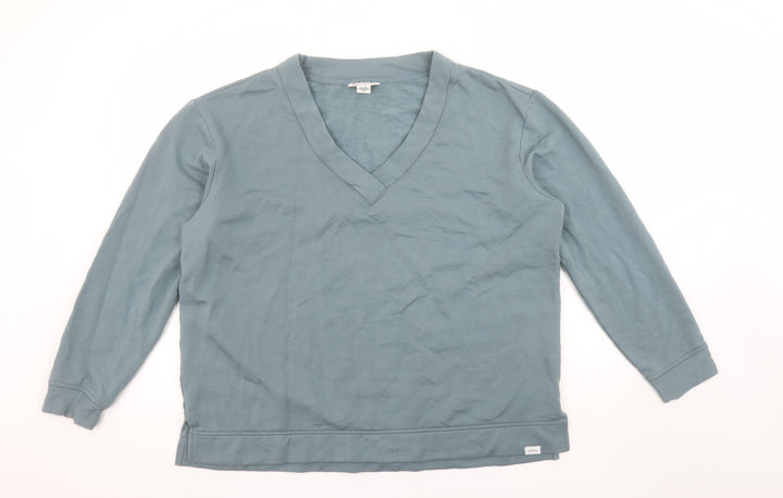 Orvis Women Blue V-Neck Pullover Sweatshirt XL Modal Blend