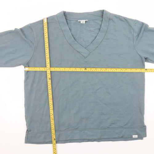 Orvis Women Blue V-Neck Pullover Sweatshirt XL Modal Blend