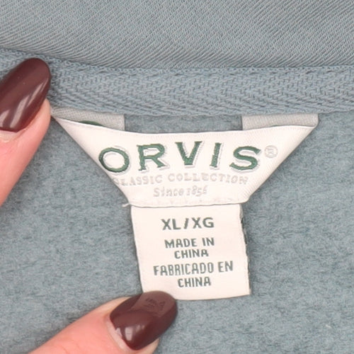 Orvis Women Blue V-Neck Pullover Sweatshirt XL Modal Blend