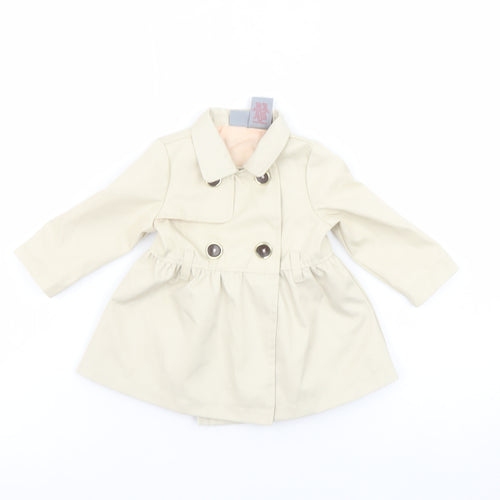 Tahari Baby Beige Double-Breasted Trench Coat 3-6 Months Polyester Lined