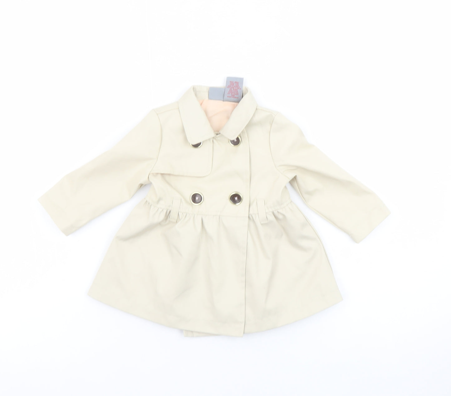 Tahari Baby Beige Double-Breasted Trench Coat 3-6 Months Polyester Lined