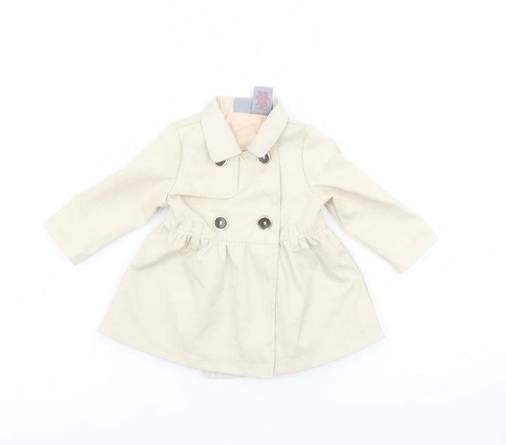 Tahari Baby Beige Double-Breasted Trench Coat 3-6 Months Polyester Lined