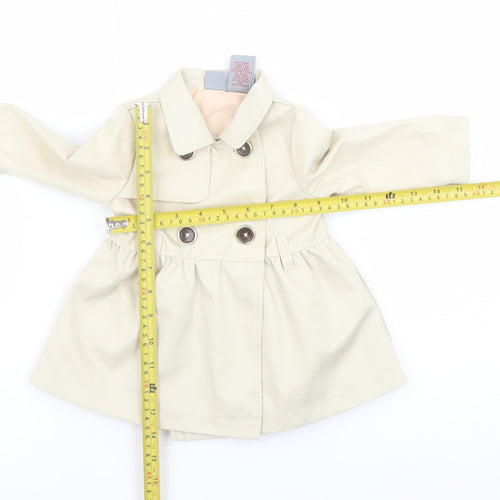 Tahari Baby Beige Double-Breasted Trench Coat 3-6 Months Polyester Lined