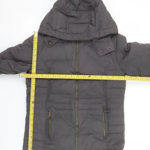 FatFace Women Grey Hooded Puffer Jacket S Casual Zip Winter Coat