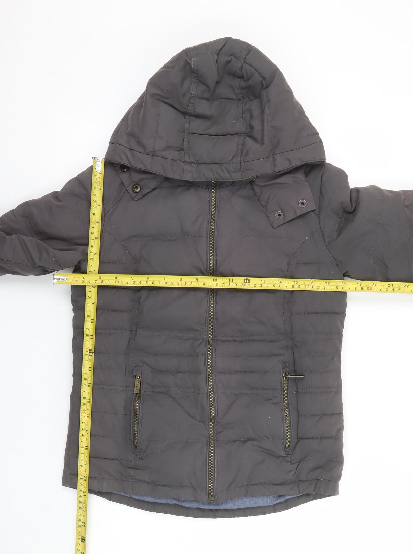 FatFace Women Grey Hooded Puffer Jacket S Casual Zip Winter Coat