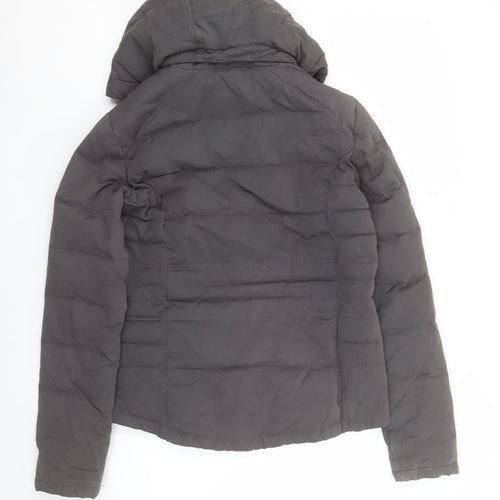 FatFace Women Grey Hooded Puffer Jacket S Casual Zip Winter Coat