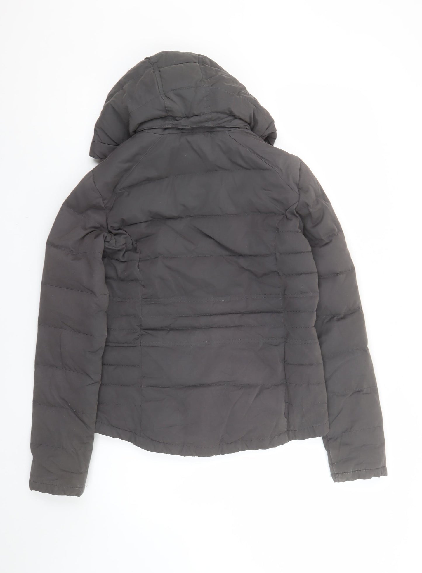 FatFace Women Grey Hooded Puffer Jacket S Casual Zip Winter Coat